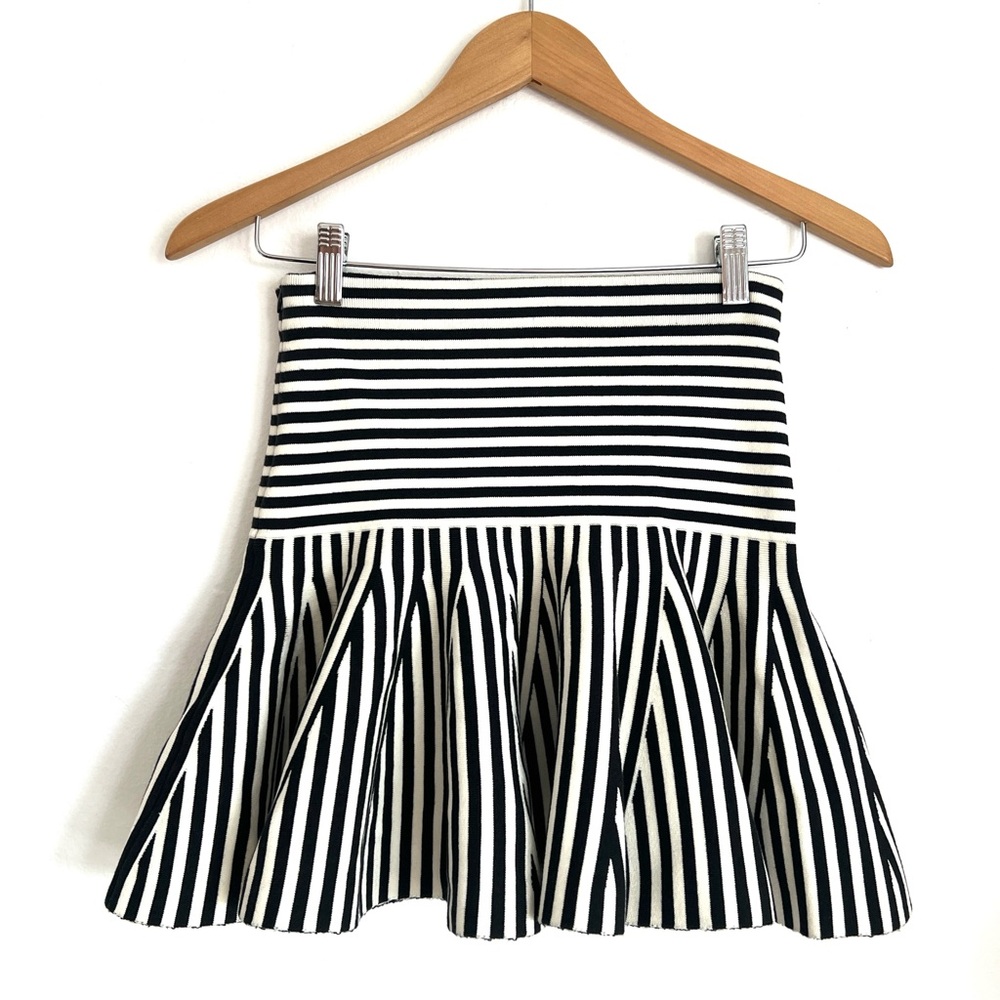 Juicy Couture Black & White Stripe Flare Skirt